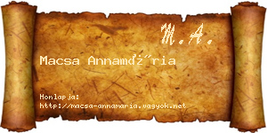 Macsa Annamária névjegykártya
